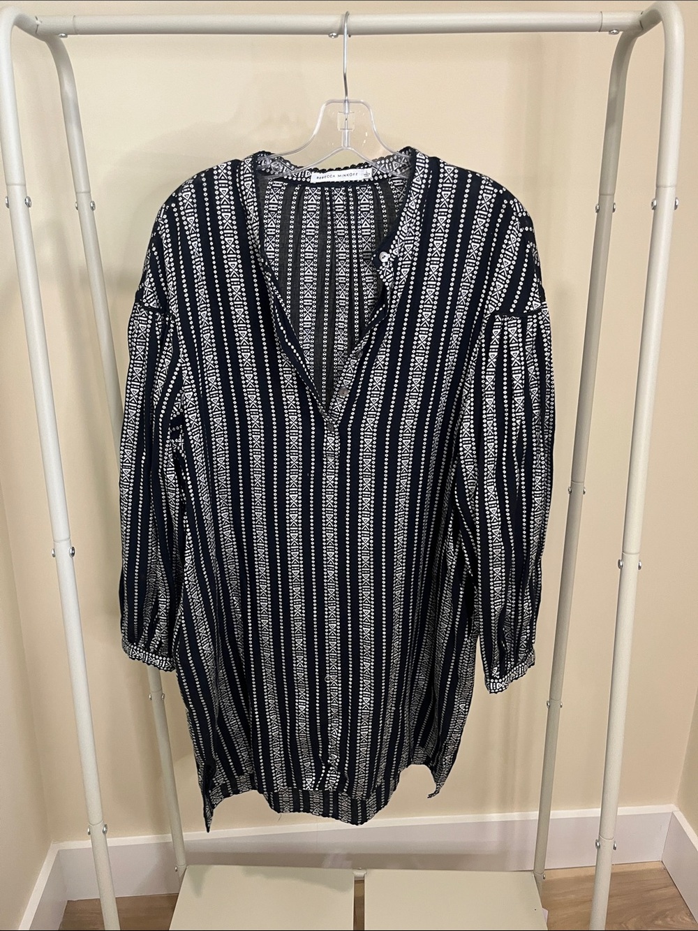 Rebecca Minkoff Navy and White Striped Swim Coverup